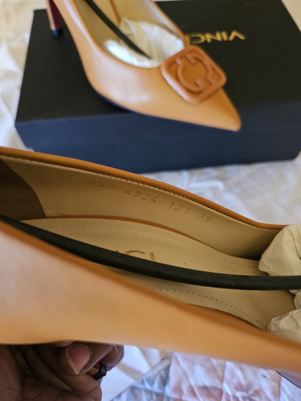 Women's Tan Pointed-Toe Buckle High Heels - Picture 3 of 5